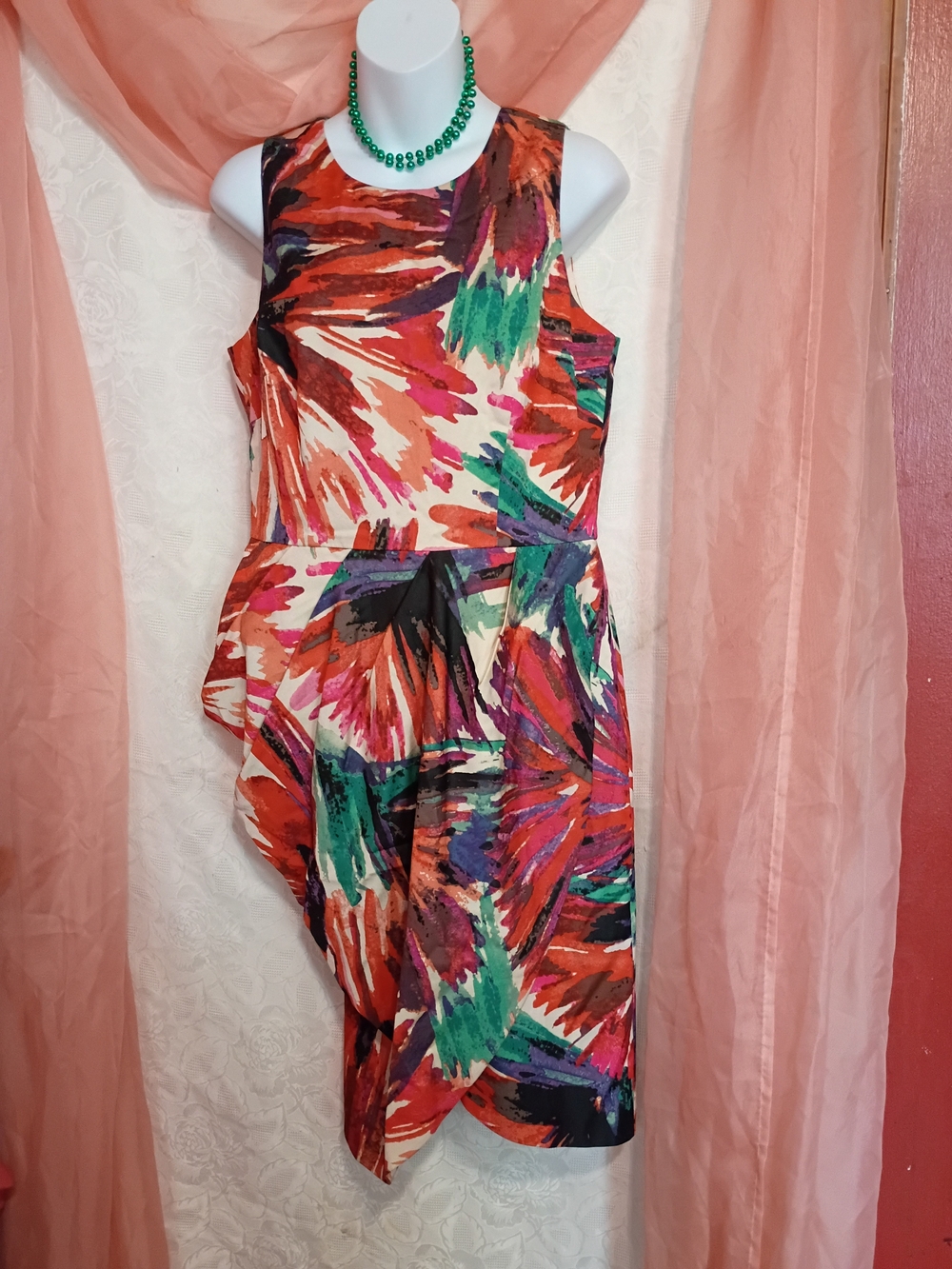 Ann Taylor Ladies Multicolor Asymmetrical Multicolor Dress Sz 8